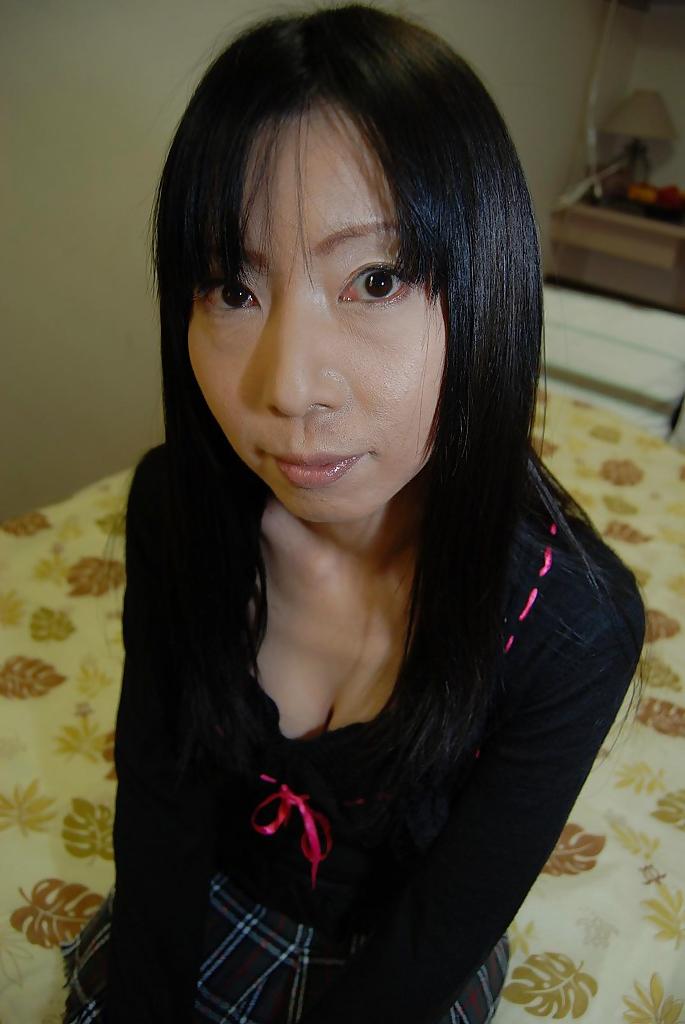 16P Busty japanese MILF with hairy cooter undressing and spreading her legs