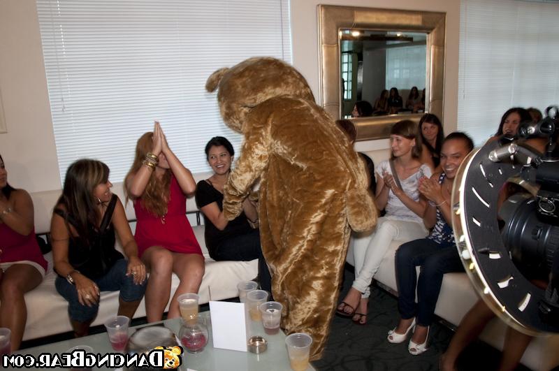 16P Clothed ladies with sexy bodies demonstrate their blowjob skills on a party