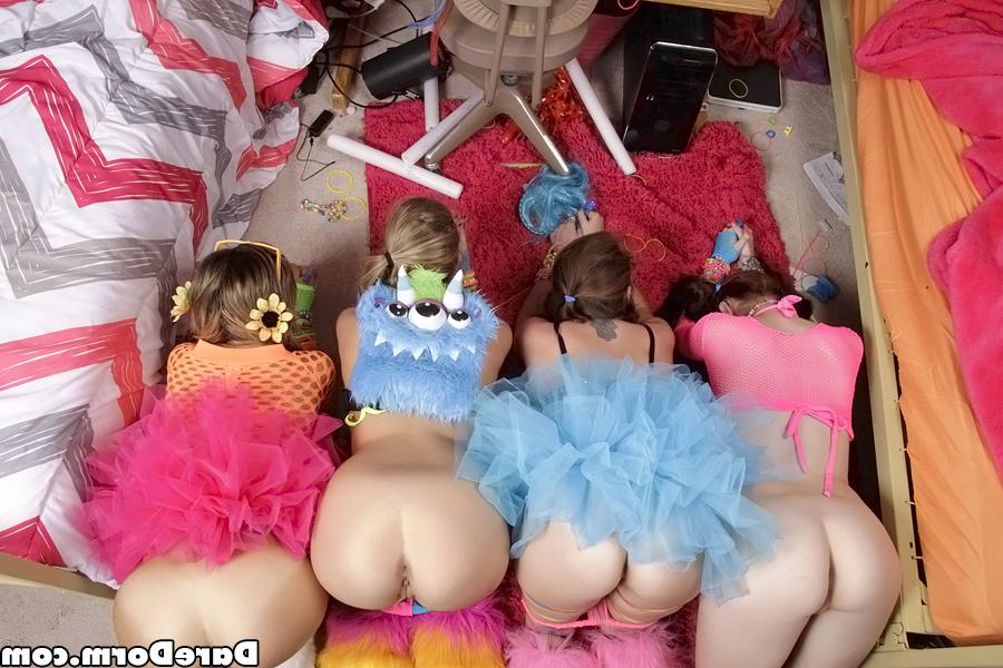 16P Coed lesbians have a wild party with all of their favorite toys