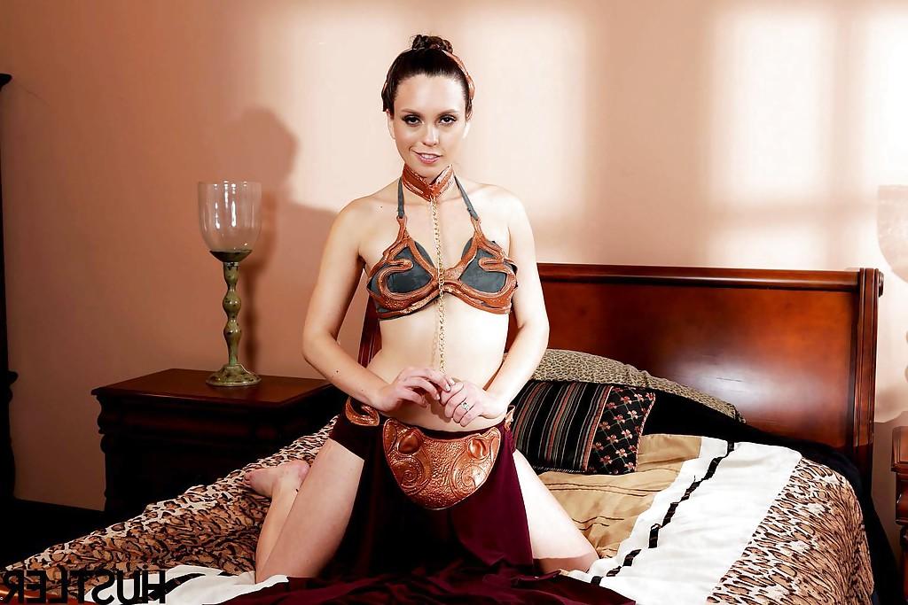 15P Solo model Jade Nile appears with slave collar and leash around neck