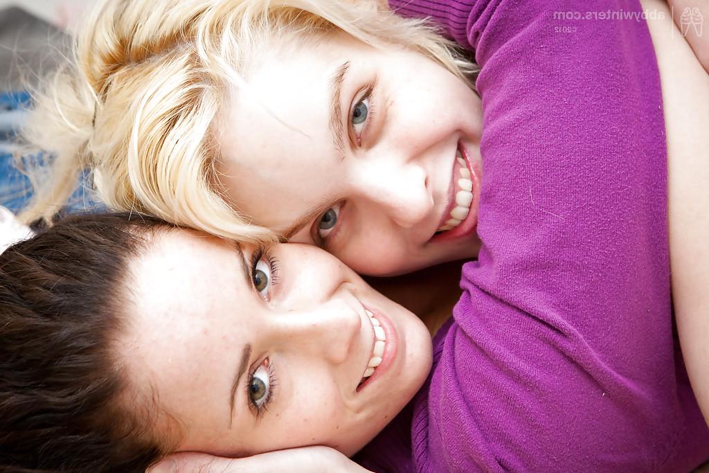 16P Skinny chicks Carmina and Karlijn sucking the erect nipples on tiny tits