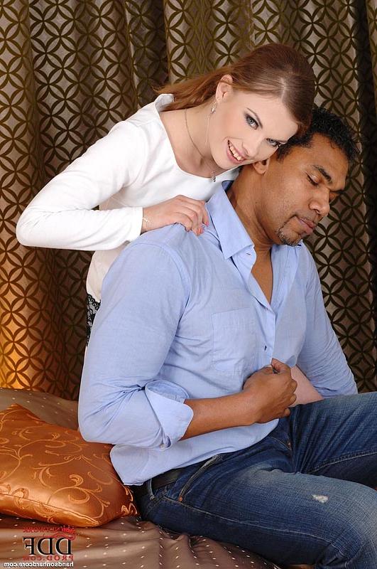 16P Cute babe Johane Johansson starts interracial fucking with a blowjob