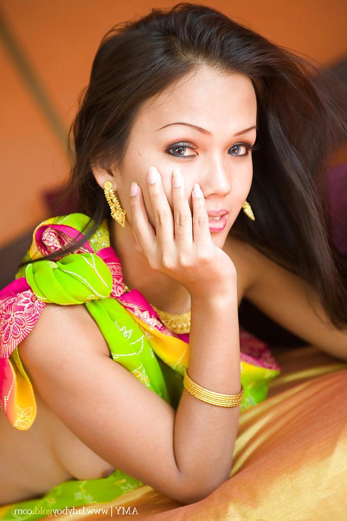 16P Beautiful Asian shemale Amy posing with her shaved dick and big tits