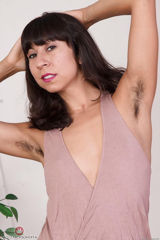 16P Mature with hairy pits Vivi Marie moans while rubbing the bush and ass
