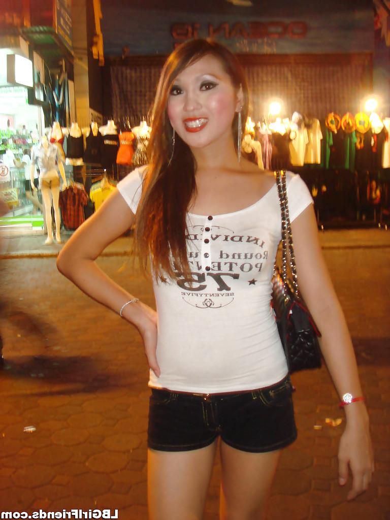 16P Beautiful Asian shemale Candids posing outdoors in slutty clothes