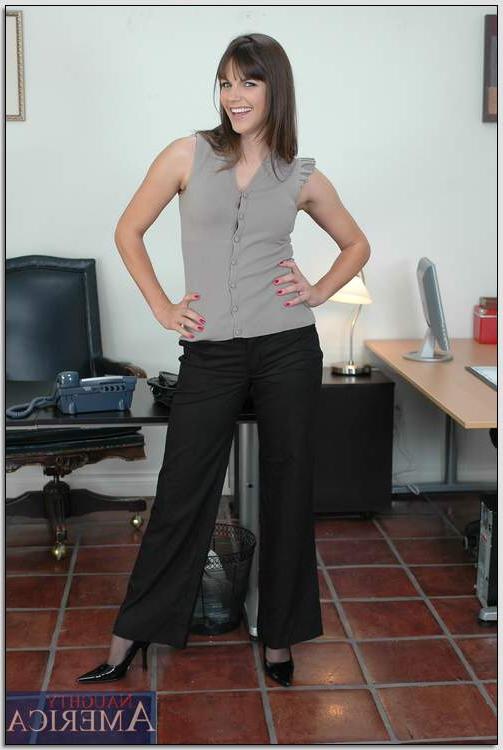 16P Beautiful office babe Bobbi Starr showing off her holes in stockings