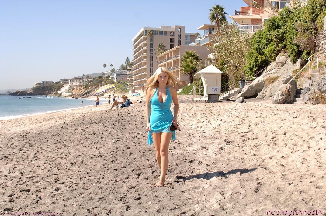 20P Pictures of teen hottie Alison Angel flashing her fun parts outside
