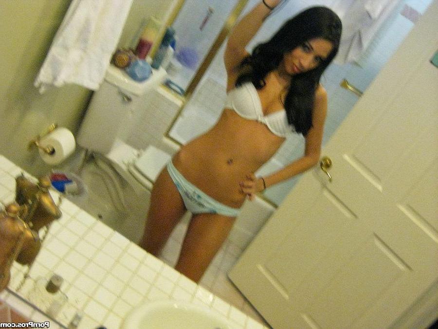 15P Brunette girl Aries Stone gives a POV blowjob before taking it in her twat