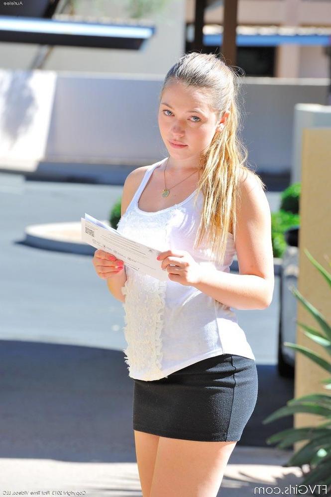 15P Pictures of hot girl Aurielee dressed as your sexy teen secretary