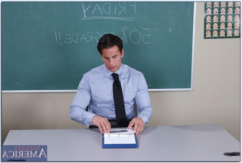 16P Sexy college redhead Faye Reagan laid on the desk and shafted hard