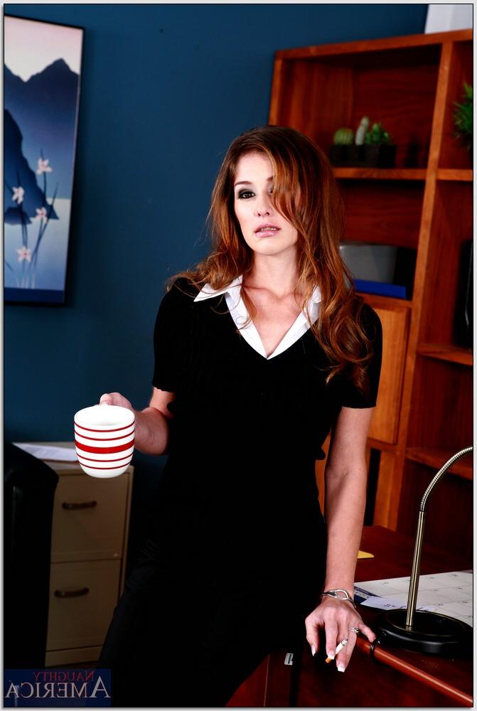 16P Sultry office babe Felony strips fine boobs and masturbates