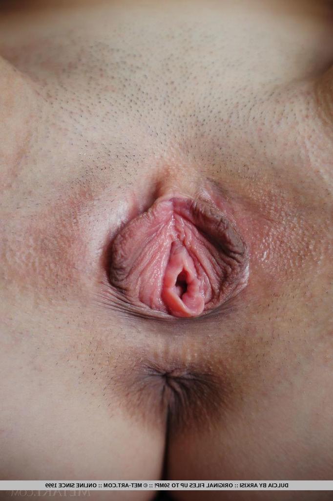 18P Brunette teen Dulcia strips naked and spreads her legs