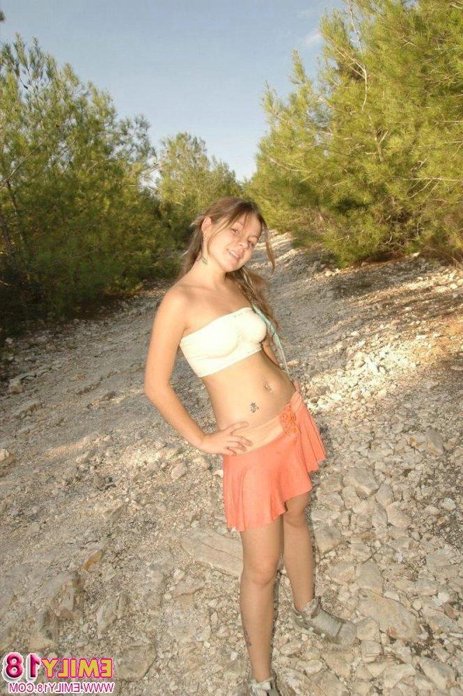 15P Sweet Young emily all alone in the woods