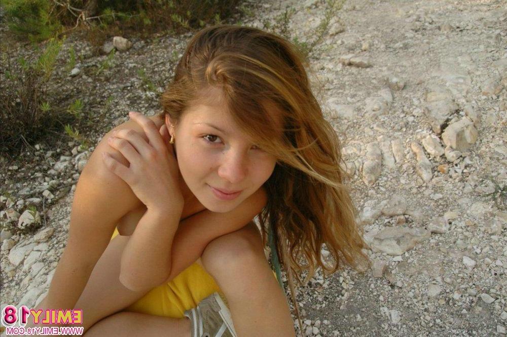 15P Sweet Young emily all alone in the woods