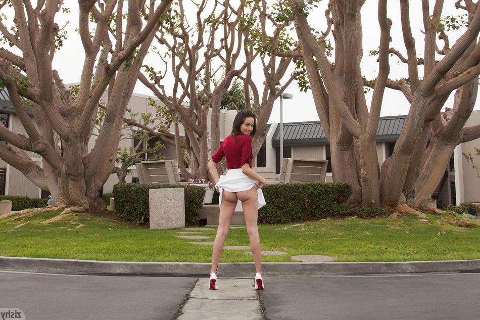 8P Brunette teen Gabrielle Klein shows you what's up her skirt