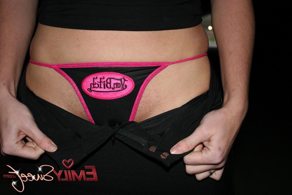 20P Pictures of Emily Sweet exposing her tits in a tunnel