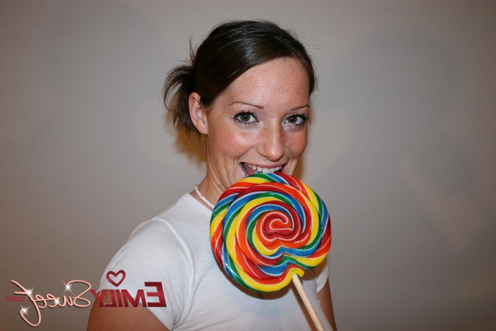 20P Pictures of teen girl Emily Sweet with a giant lollipop