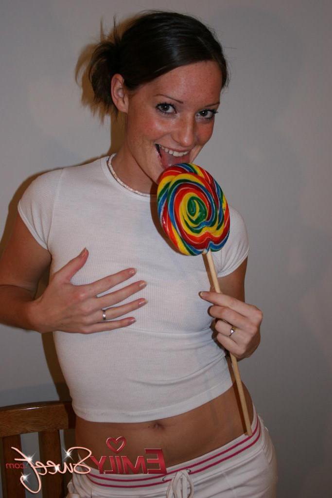 20P Pictures of teen girl Emily Sweet with a giant lollipop