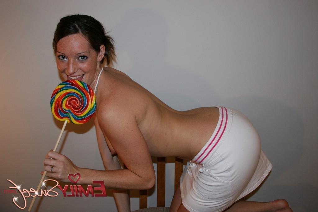 20P Pictures of teen girl Emily Sweet with a giant lollipop
