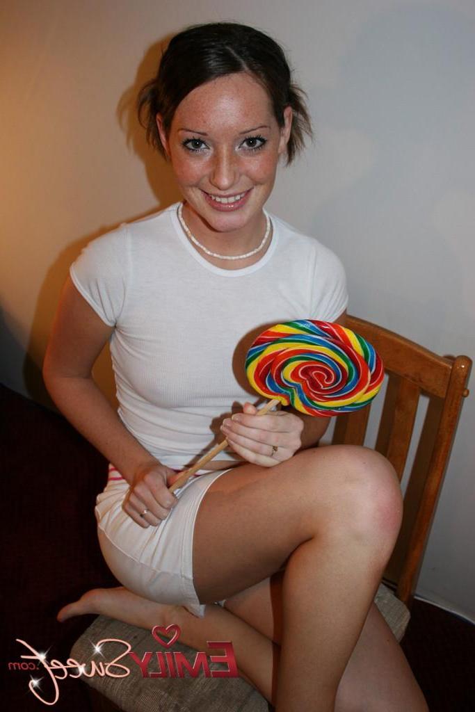 20P Pictures of teen girl Emily Sweet with a giant lollipop