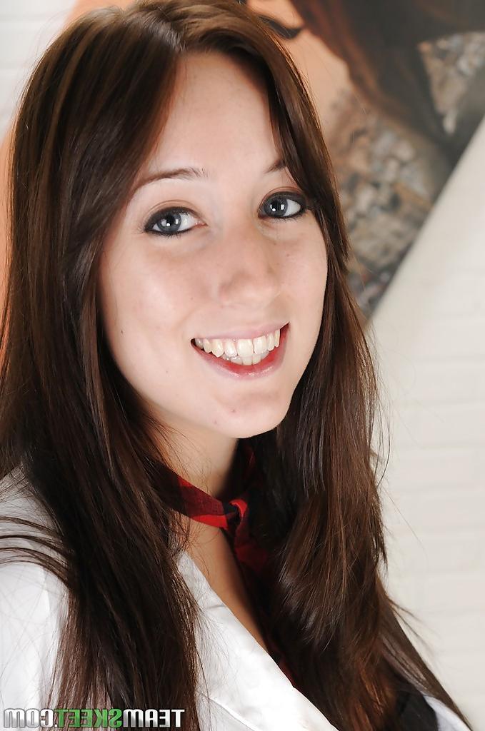 16P Perfect schoolgirl Jennifer Sloan is showing her ass in her red skirt