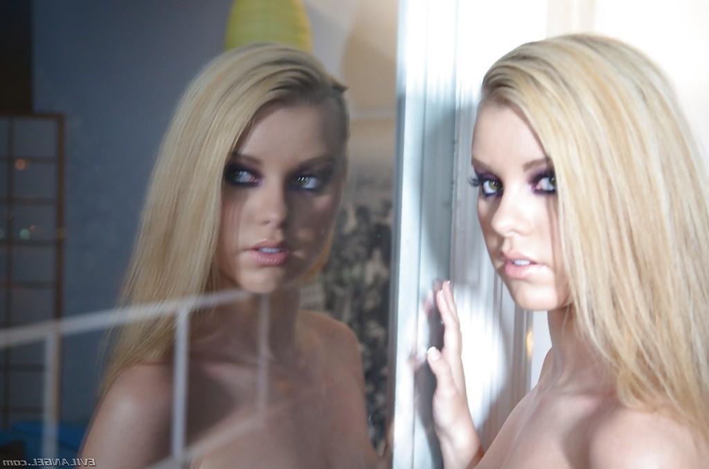 16P Latina blonde in cotton stockings Jessie Rogers showcasing her petite curves