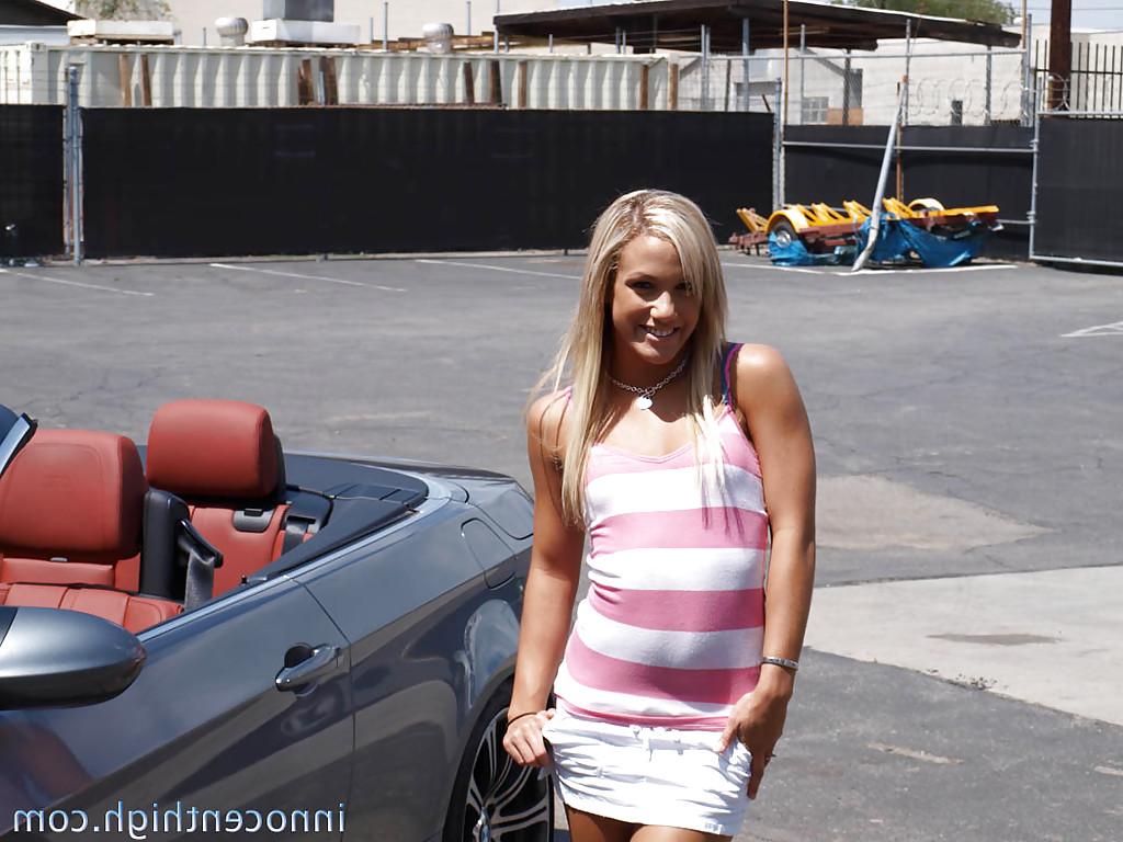 16P Amazing blonde Kara Novak showing hot forms and fingering outside