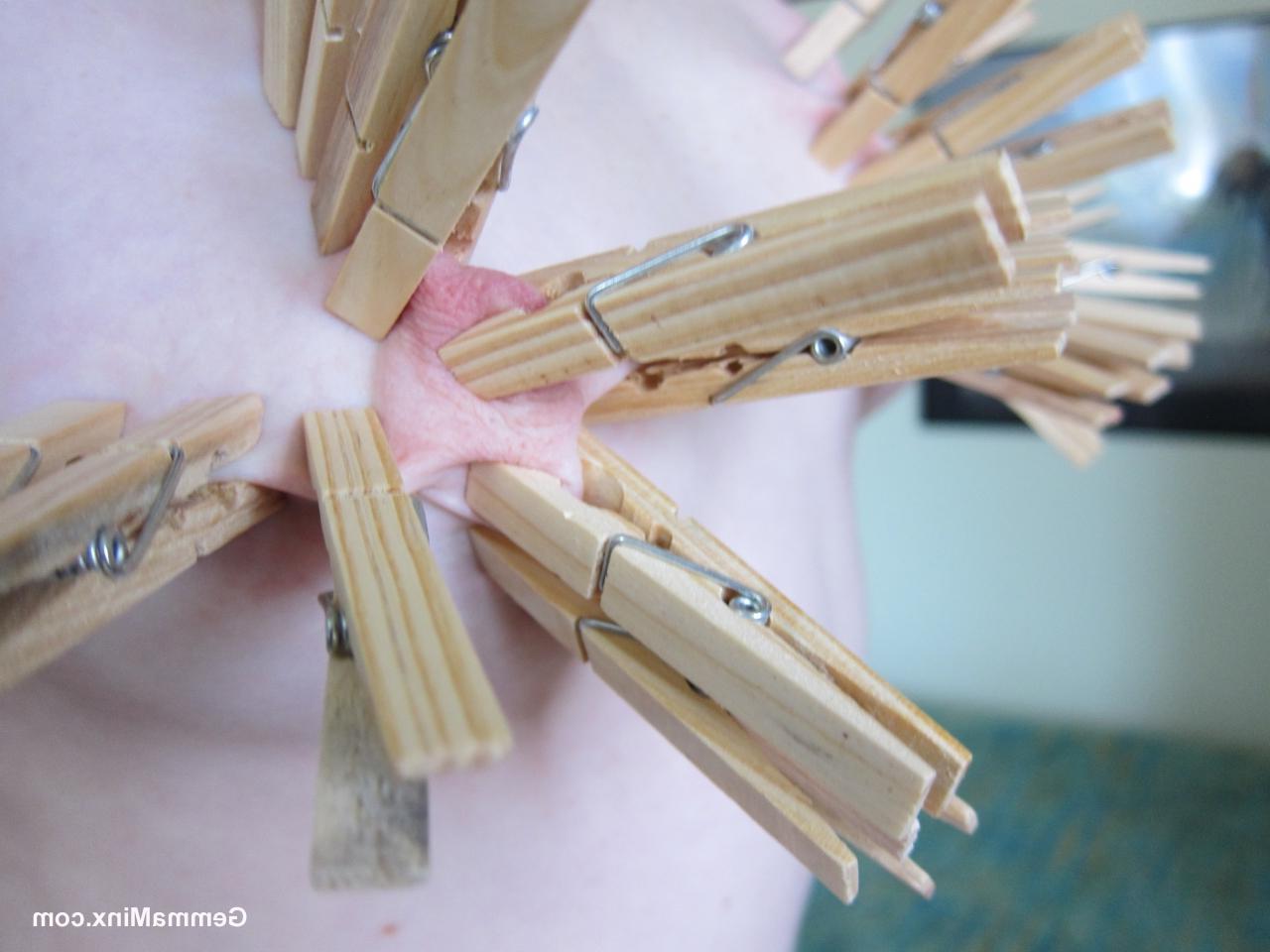 15P Teen hottie Gemma Minx gets kinky with the clothes pins