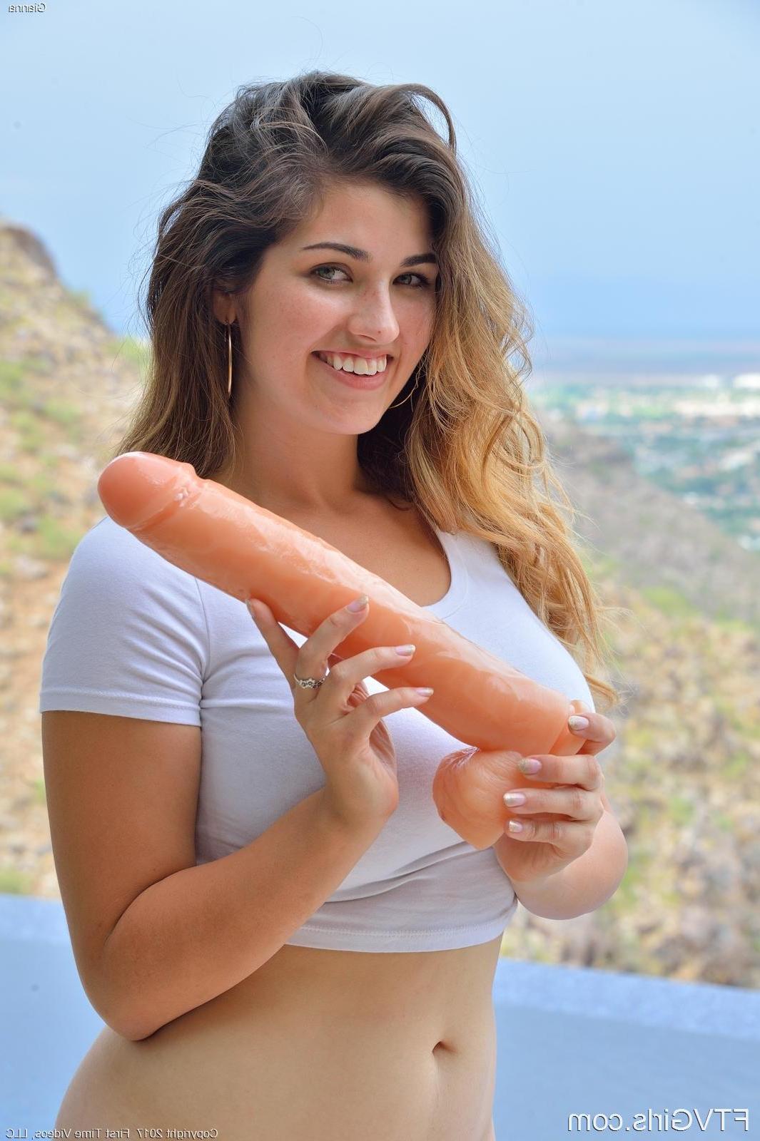 16P Brunette hottie Gianna masturbates with a huge dildo in "Going For Her Limits"