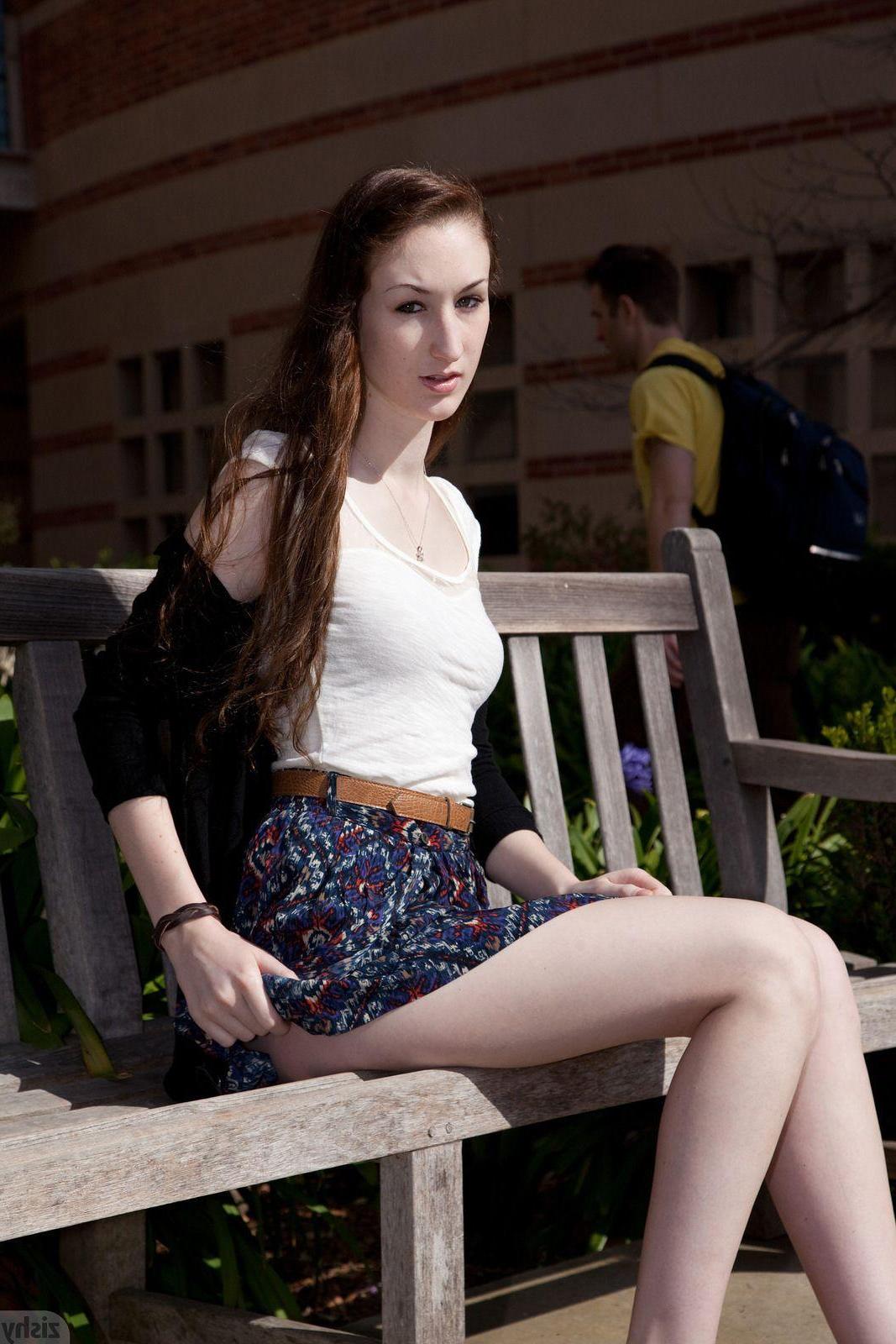 12P Hot redhead Haley Gladwell shows you what's up her skirt