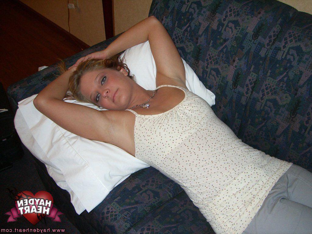 15P Pictures of teen nympho Hayden Heart showing her tits and pussy