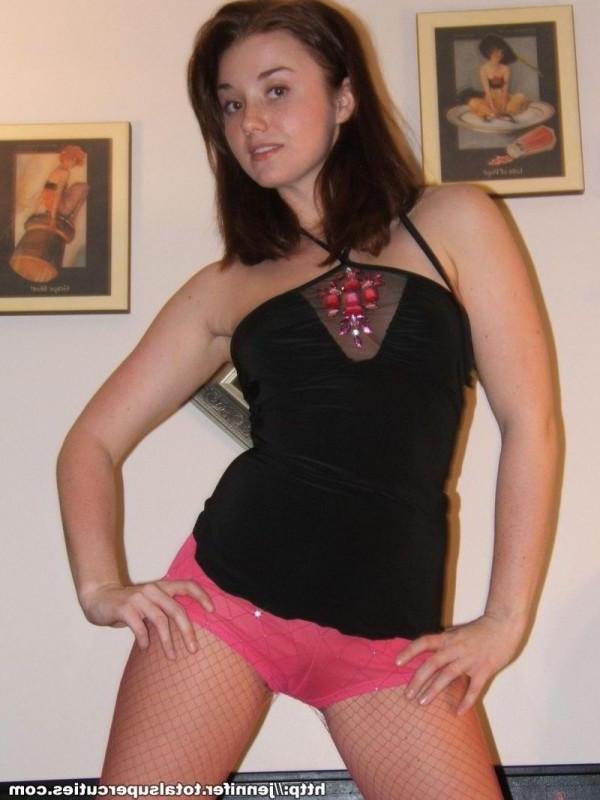 15P Brunette teen spreads legs in fishnets