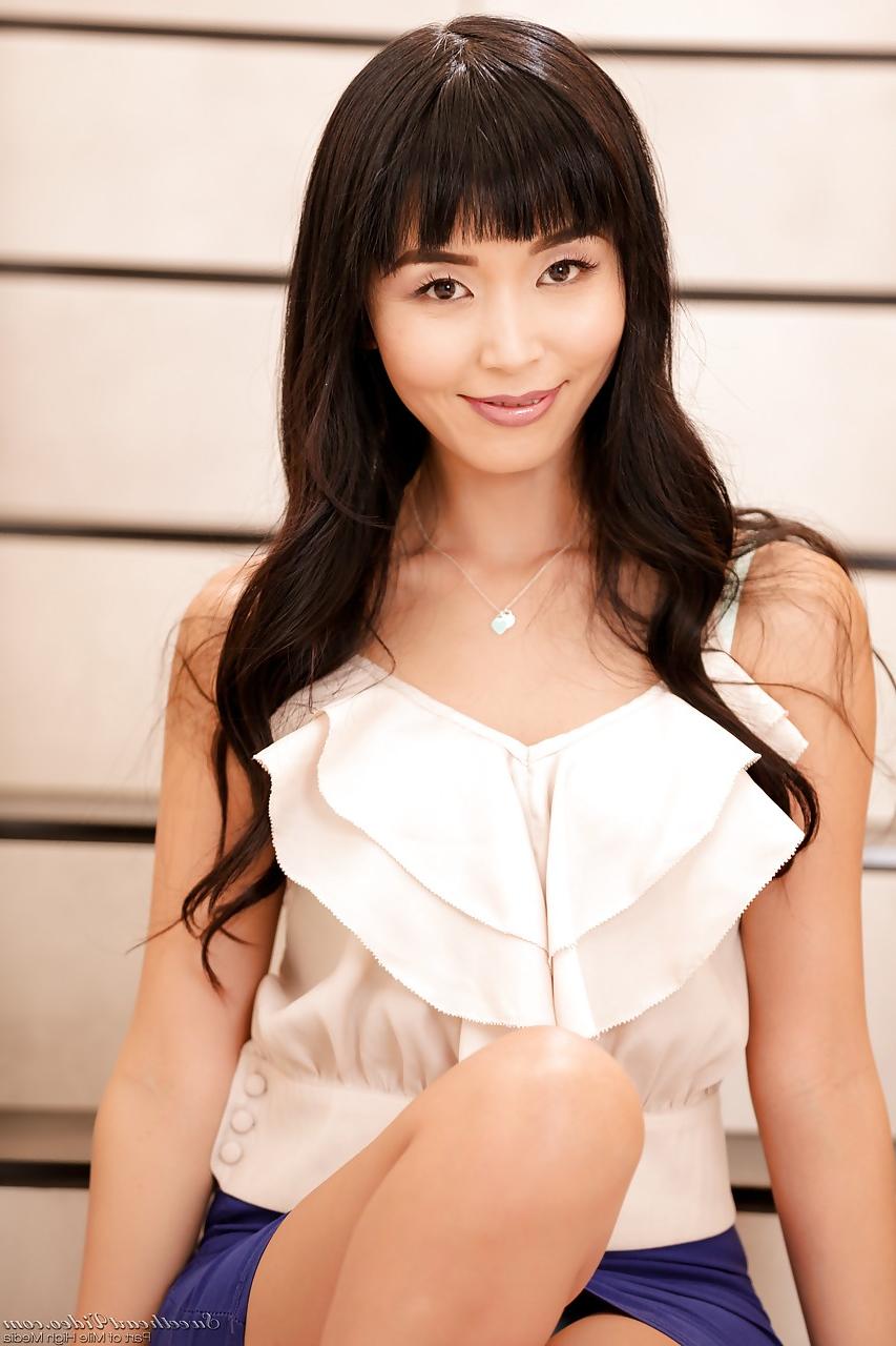 15P Attractive Asian starlet Marica Hase spreads her tight pink slit