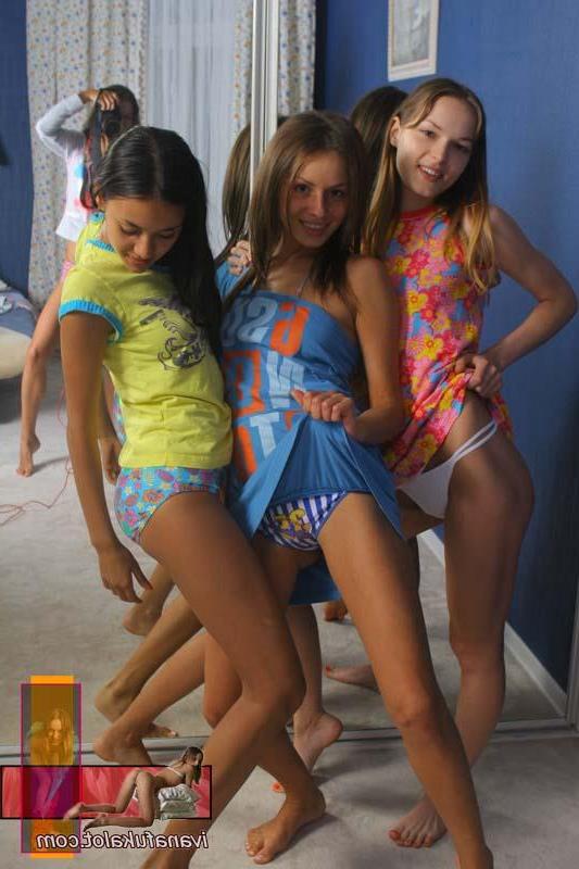 15P Three young lesbian hotties posing