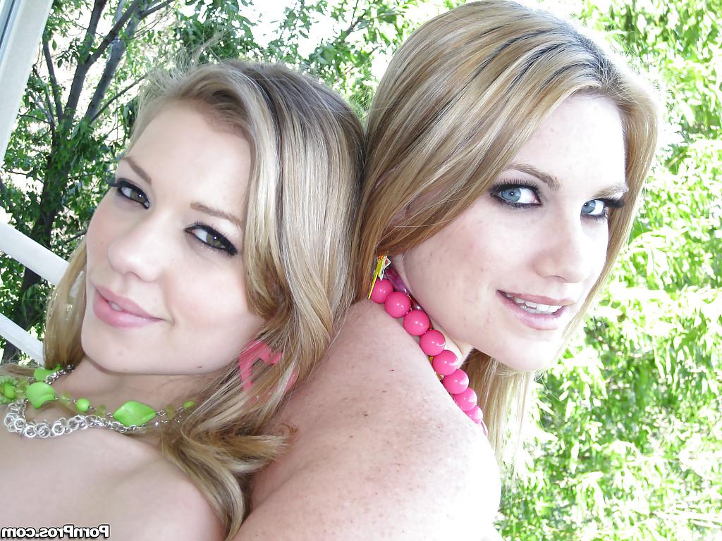 16P Young lesbian Nicole Ray and her friend teasing pussy outdoor