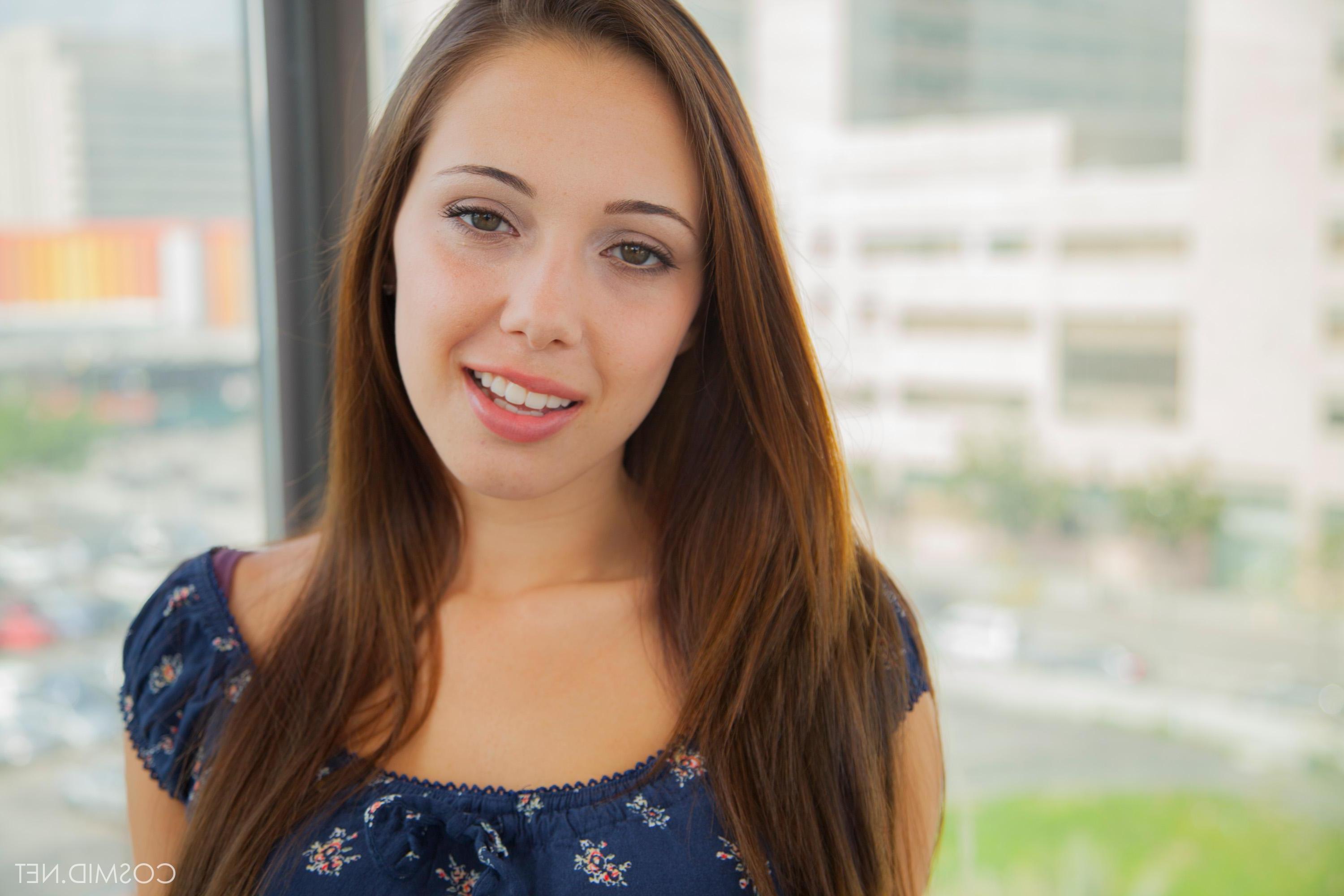 16P Brunette teen Jenna Sativa strips for you on the roof