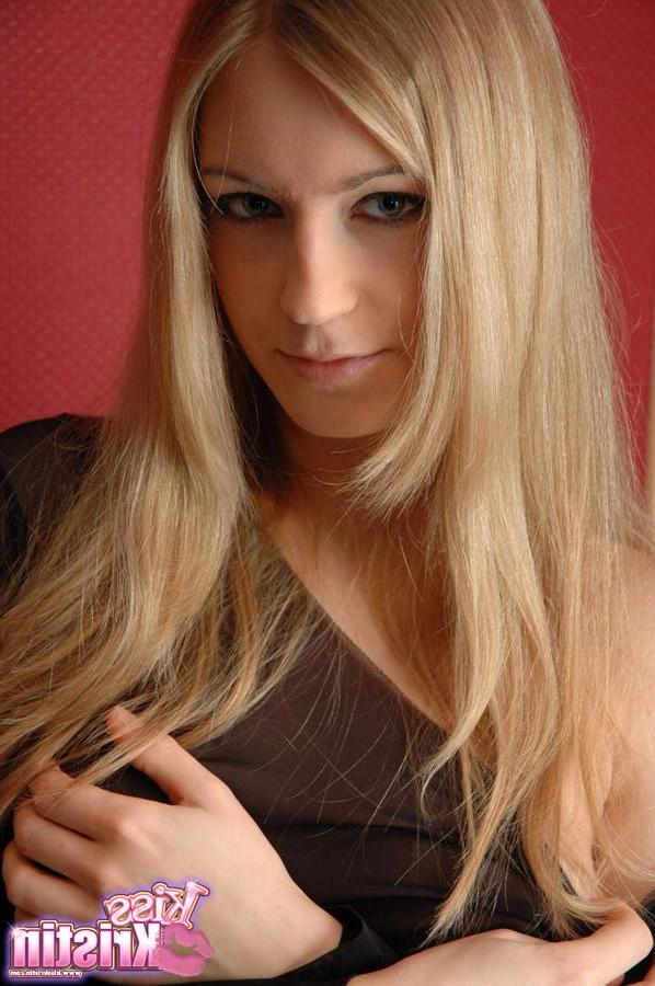 12P Blonde babe Kristin teases in sheer black