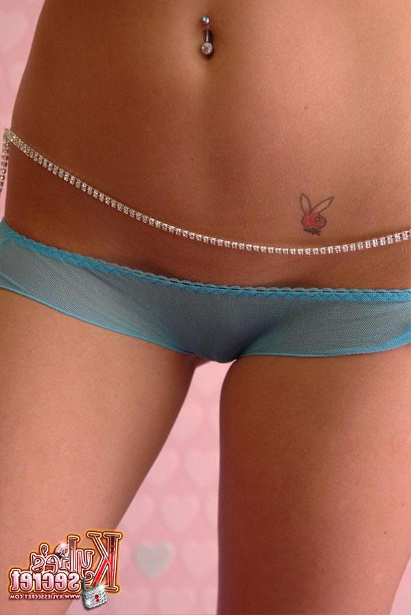 12P Beautiful teen Kylie teases and poses in tiny blue shorts