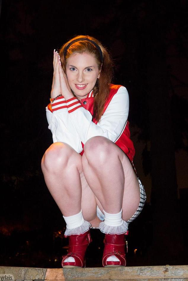8P Redhead teen Lilith Lust teases in her college uniform
