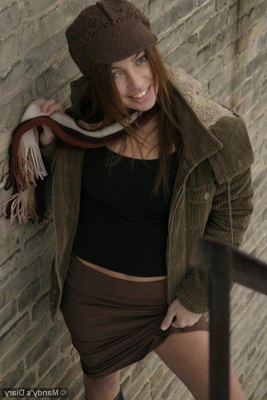 20P Pictures of teen porn babe Mandy's Diary flashing outside on a cold day