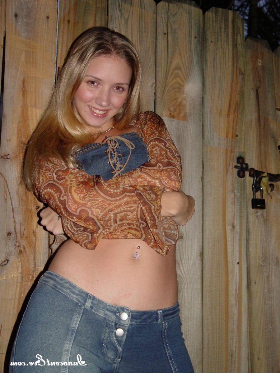 20P Pictures of teen porn girl Innocent Eve flashing and stripping down to her panti