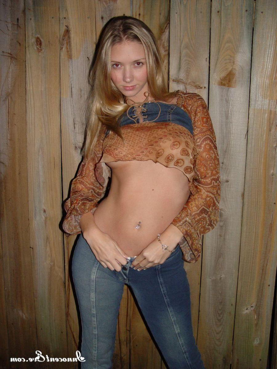 20P Pictures of teen porn girl Innocent Eve flashing and stripping down to her panti