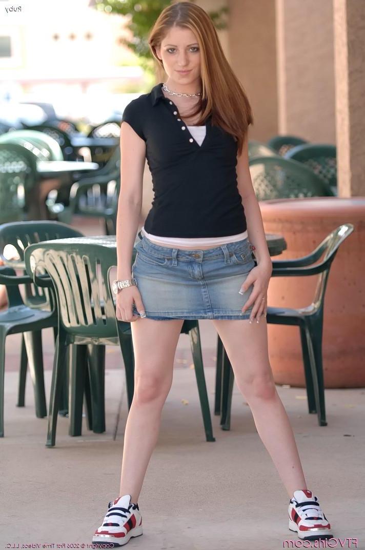 20P Pictures of redhead teen Ruby flashing her fun parts outside