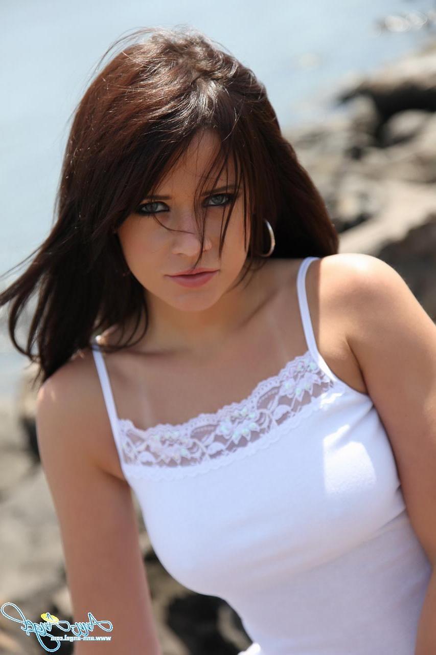 15P Ann Angel gives a tease outside with a little flash