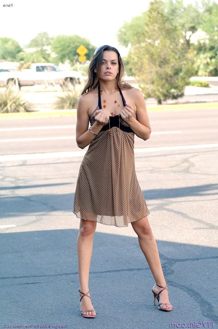 20P Pictures of Rene spreading her legs by the pool