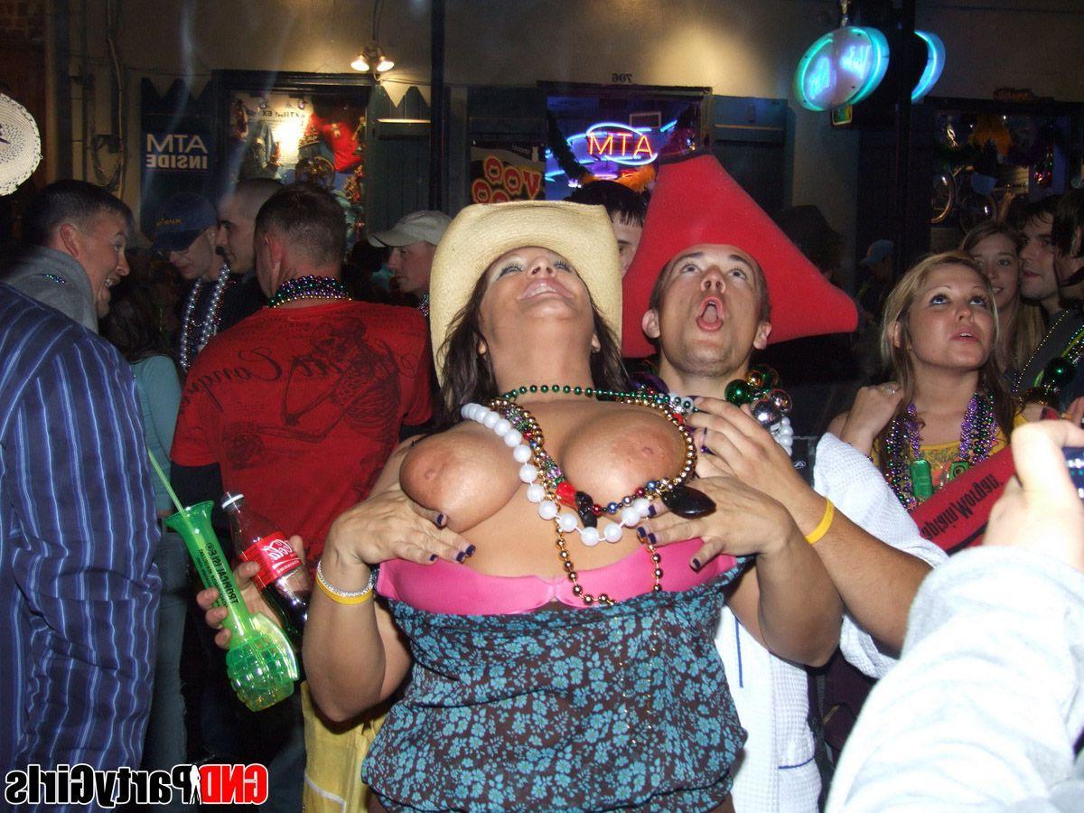 12P Pictures of party teens exposing their titties in public