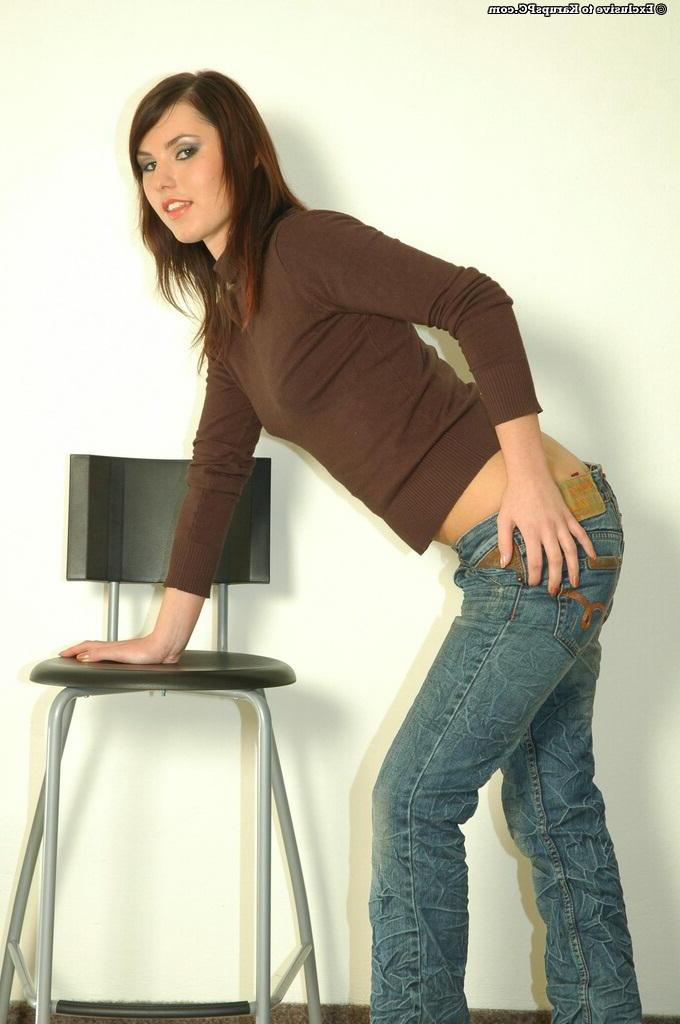 16P Brunette coed Tery strips out of her jeans to expose her tight teen body