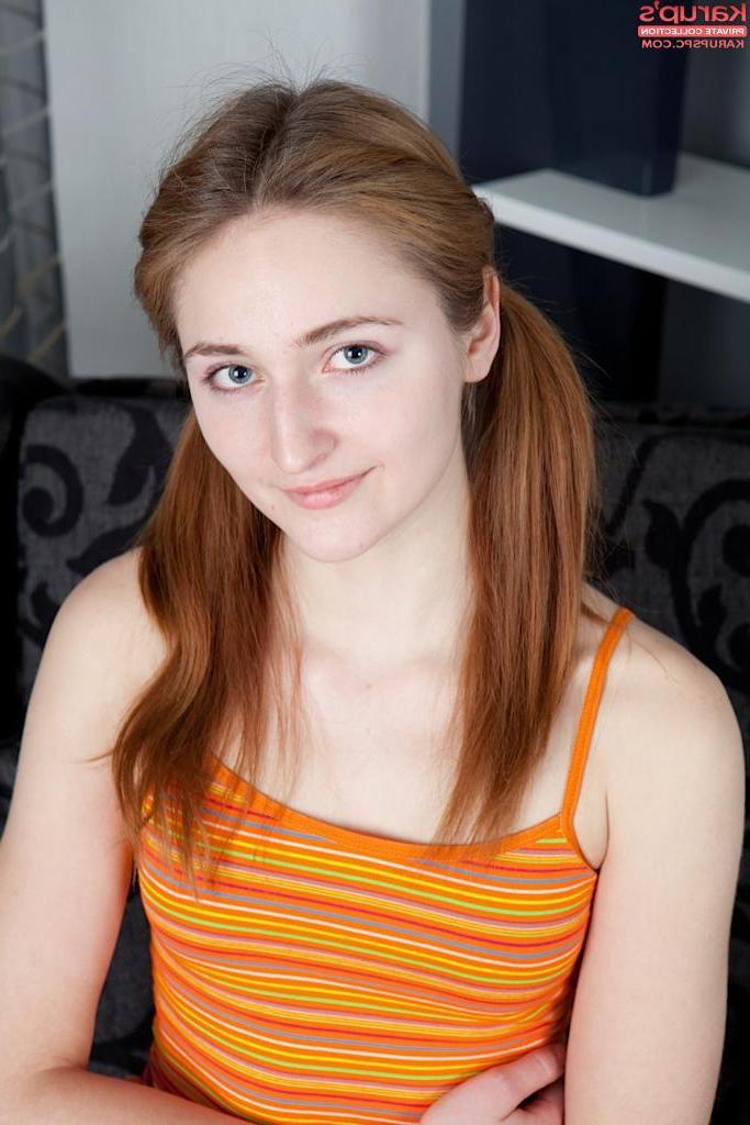 15P Small breasted teen Dacey plays with her hairy pussy