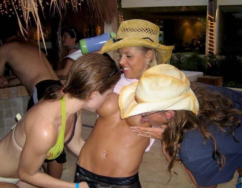 10P Lesbians having kinky fun by licking their girlfriends' tits