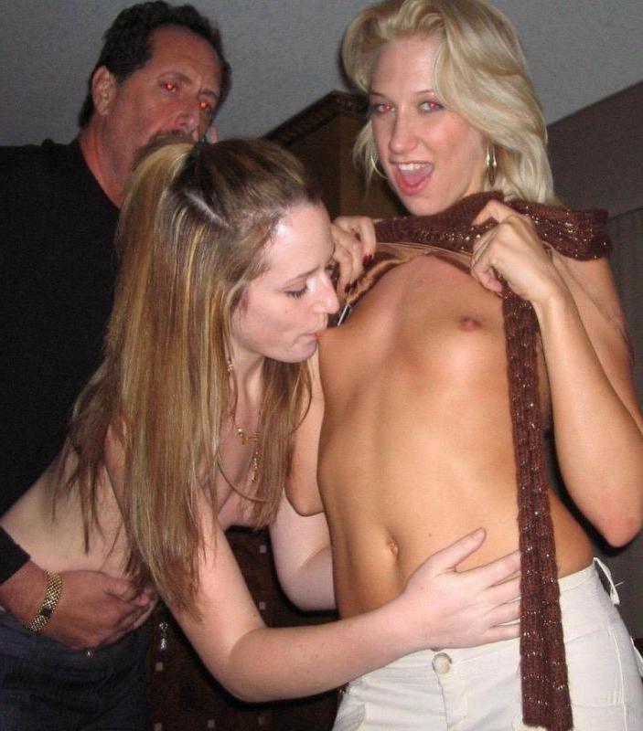 10P Lesbians having kinky fun by licking their girlfriends' tits